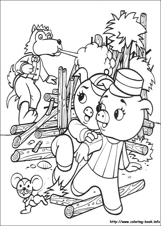 The three little pigs coloring picture